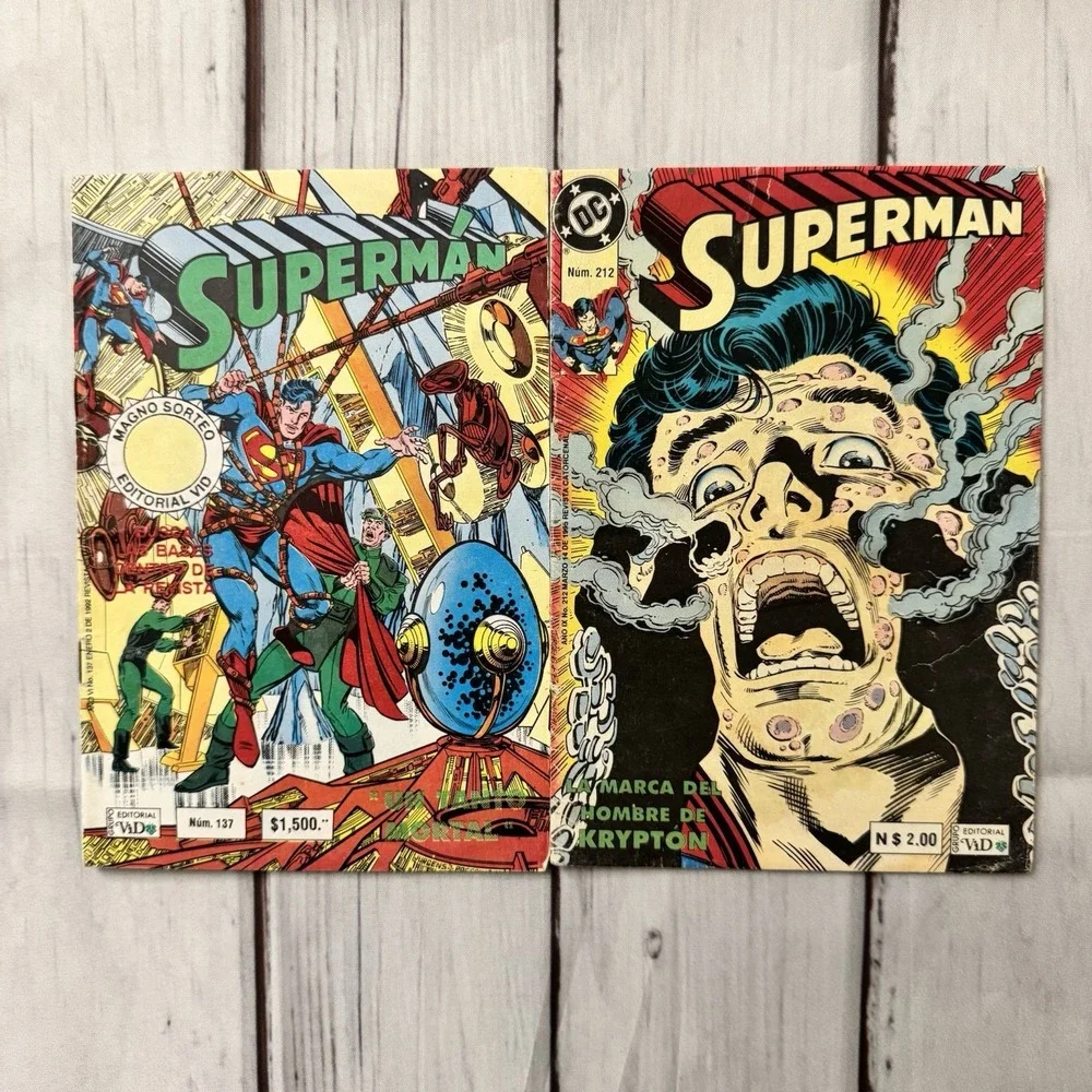 Superman Contra Un Tanto Mortal Mexico Spanish #137 #212 Comic Lot Kyprton